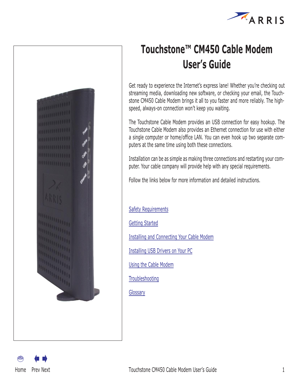 Touchstone CM450 Cable Modem User's Guide