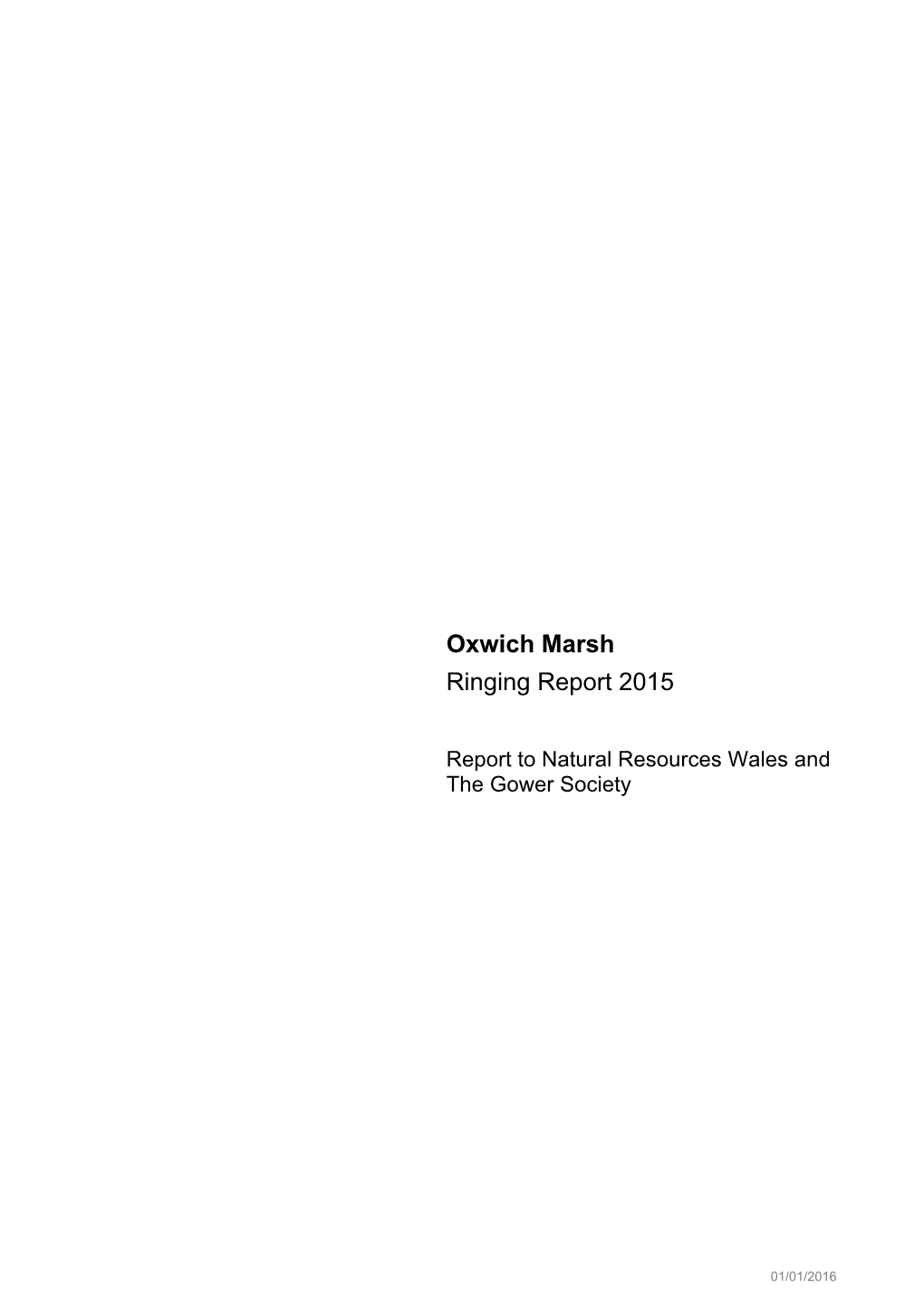 Oxwich Marsh Ringing Report 2015