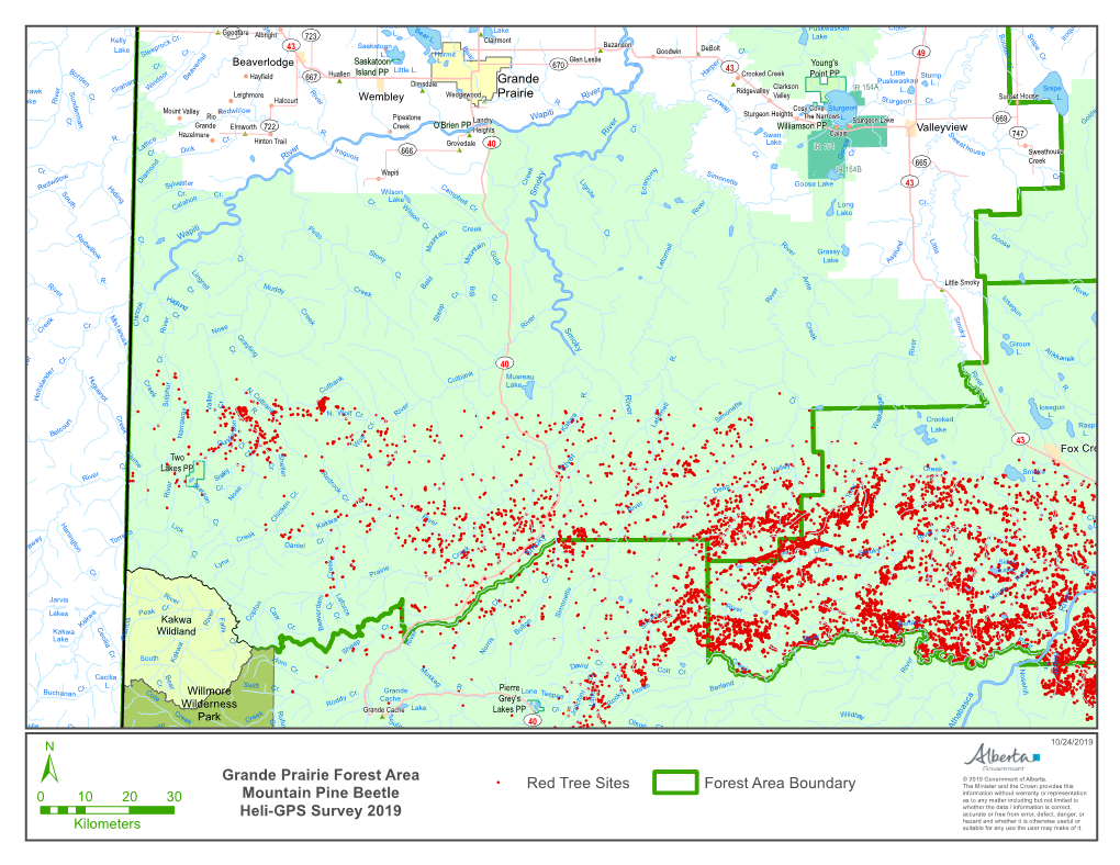 Grande Prairie Forest Area Mountain Pine Beetle Heli-GPS Survey 2019