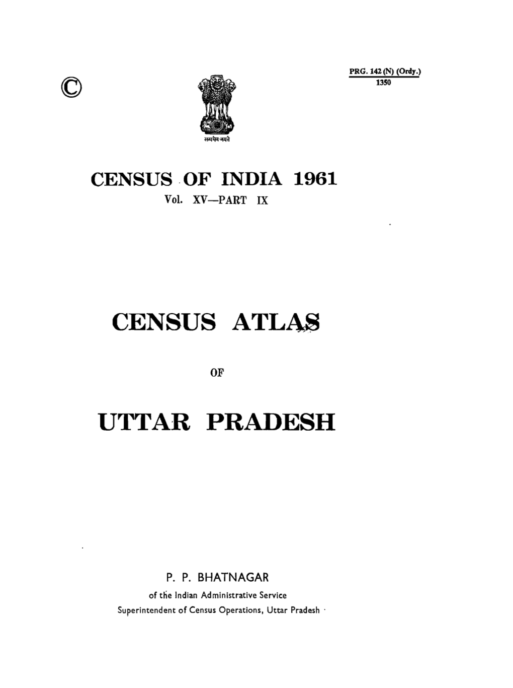 Census Atlas, Part IX, Vol-XV, Uttar Pradesh