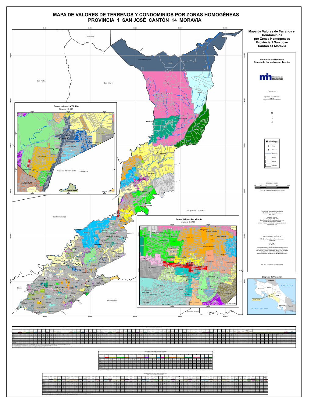 Mapa Del Cantón Moravia 14, Distrito 01 a 03