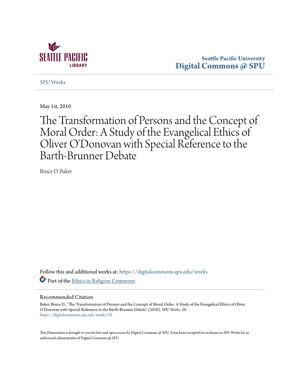 The Transformation of Persons and the Concept of Moral Order: a Study