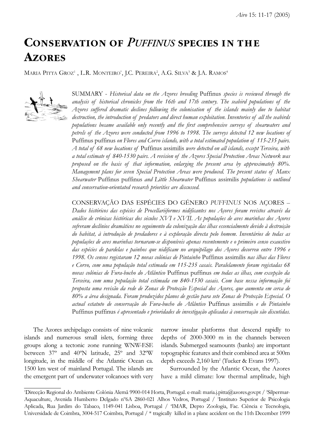 Conservation of Puffinus Species in the Azores