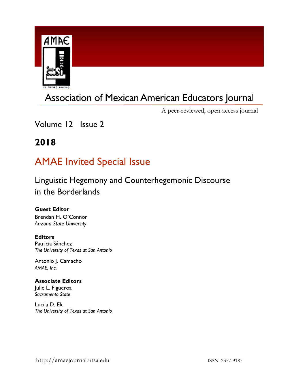AMAE Invited Special Issue Association Of