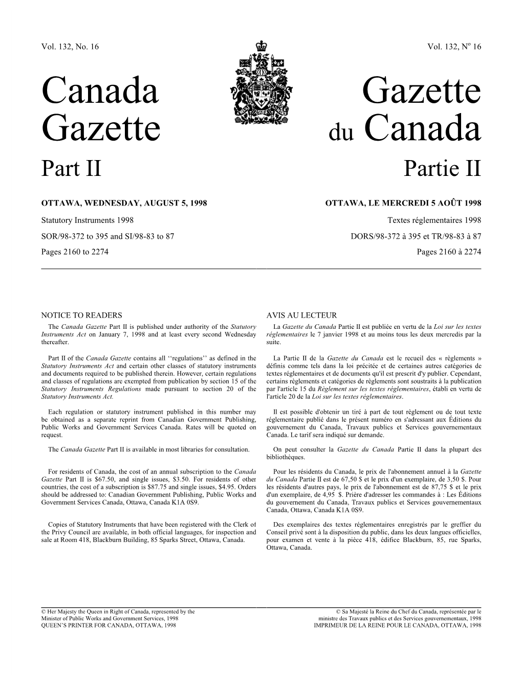 Canada Gazette, Part II