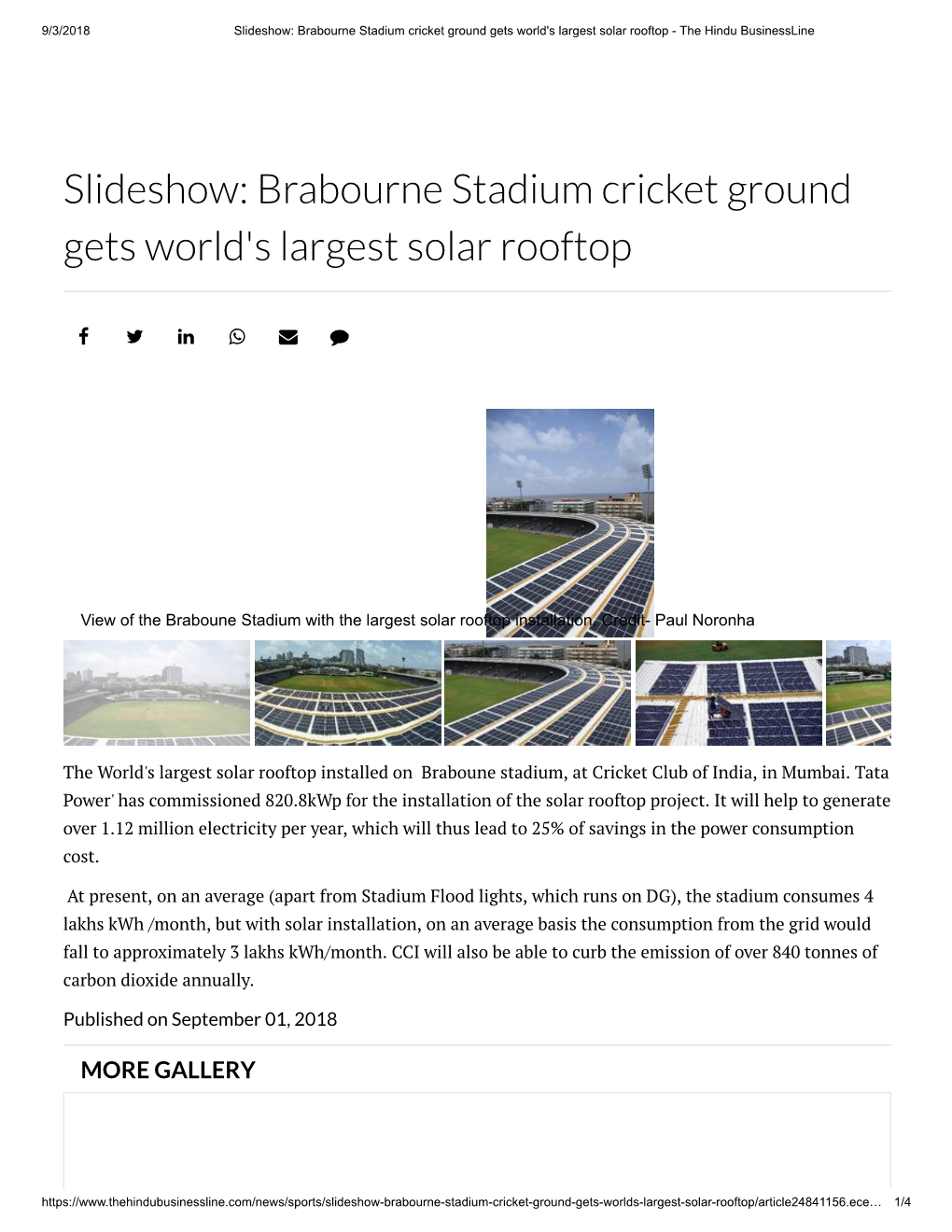 Slideshow: Brabourne Stadium Cricket Ground Gets World's Largest Solar Rooftop - the Hindu Businessline