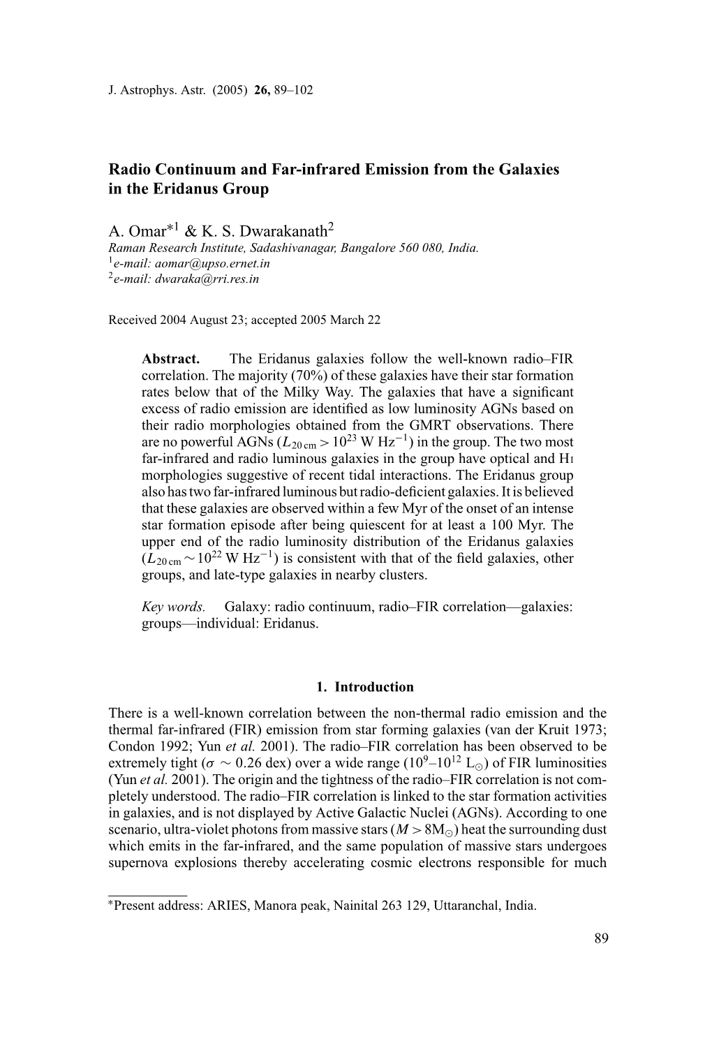 Radio Continuum and Far-Infrared Emission from the Galaxies in the Eridanus Group