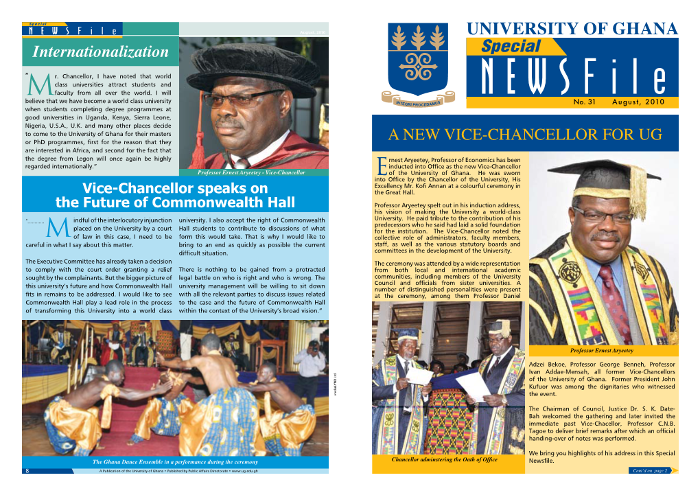 A NEW VICE-CHANCELLOR for UG Internationalization