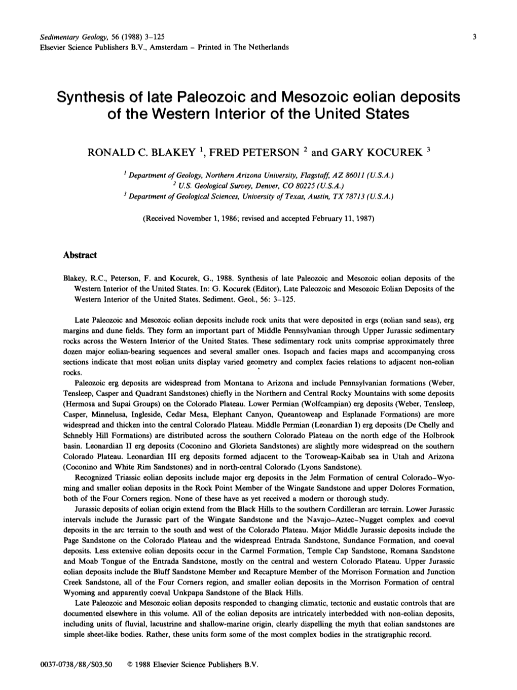 Synthesis of Late Paleozoic and Mesozoic Eolian Deposits of the Western Interior of the United States