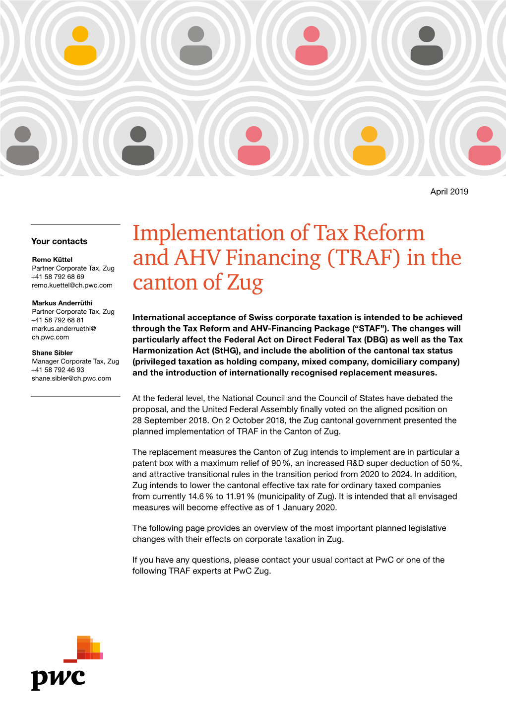 Implementation of Tax Reform and AHV Financing (TRAF)