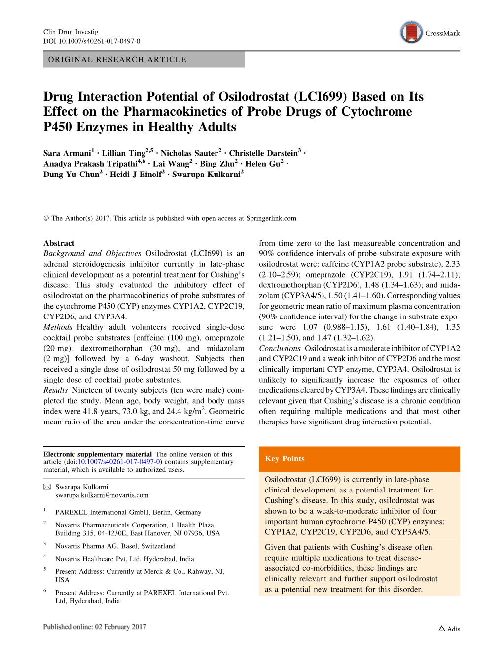 Drug Interaction Potential of Osilodrostat (LCI699) Based on Its Effect on the Pharmacokinetics of Probe Drugs of Cytochrome P450 Enzymes in Healthy Adults