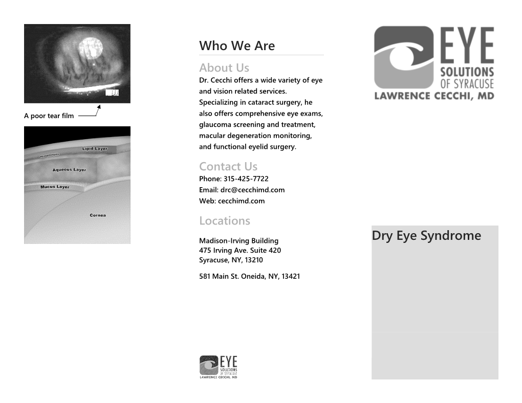 Dry Eye Syndrome 475 Irving Ave