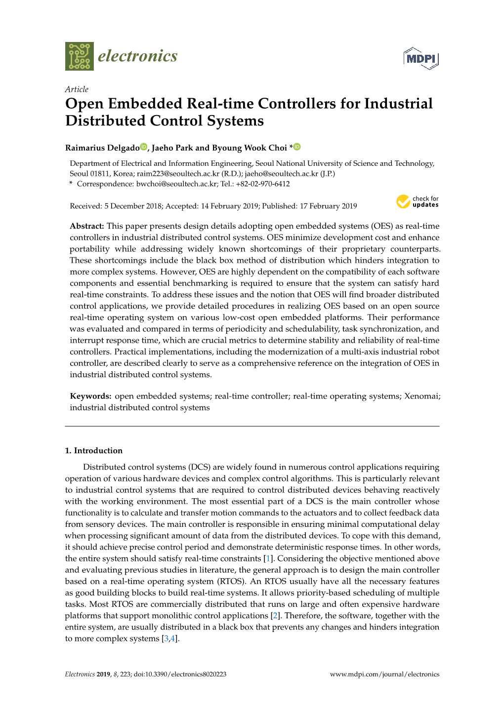 Open Embedded Real-Time Controllers for Industrial Distributed Control Systems