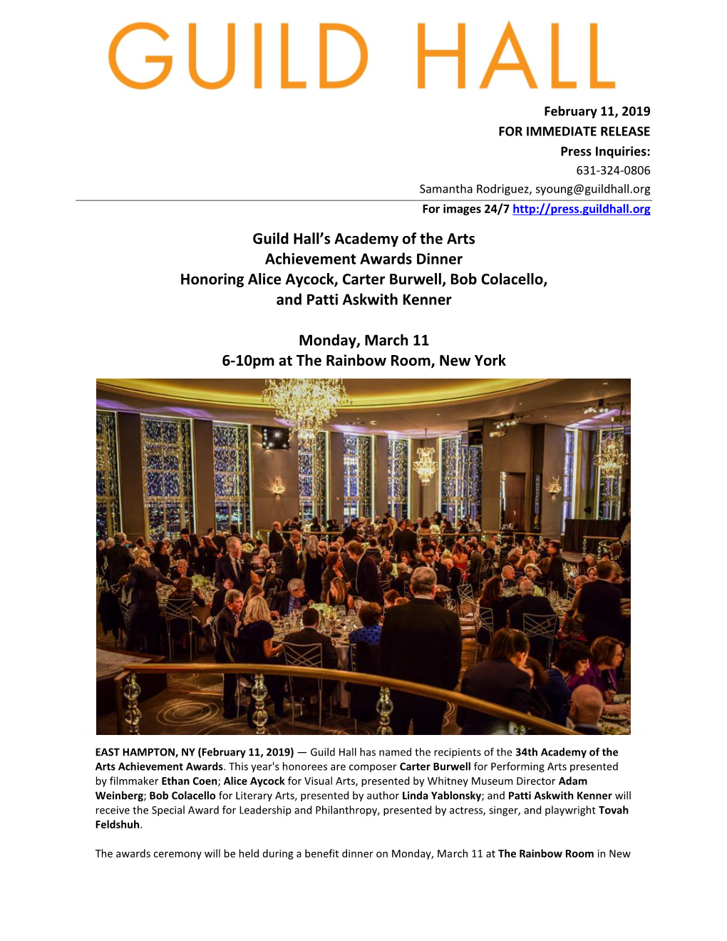 Guild Hall's Academy of the Arts Achievement Awards Dinner