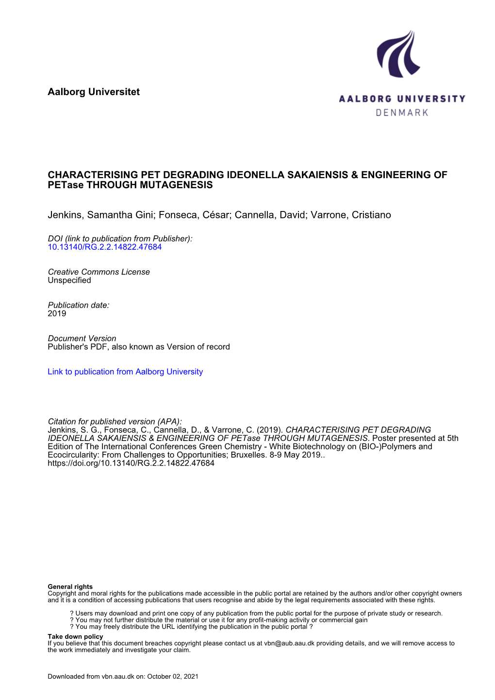 Engineering of PET Degrading Enzymes Through Mutagenesis And