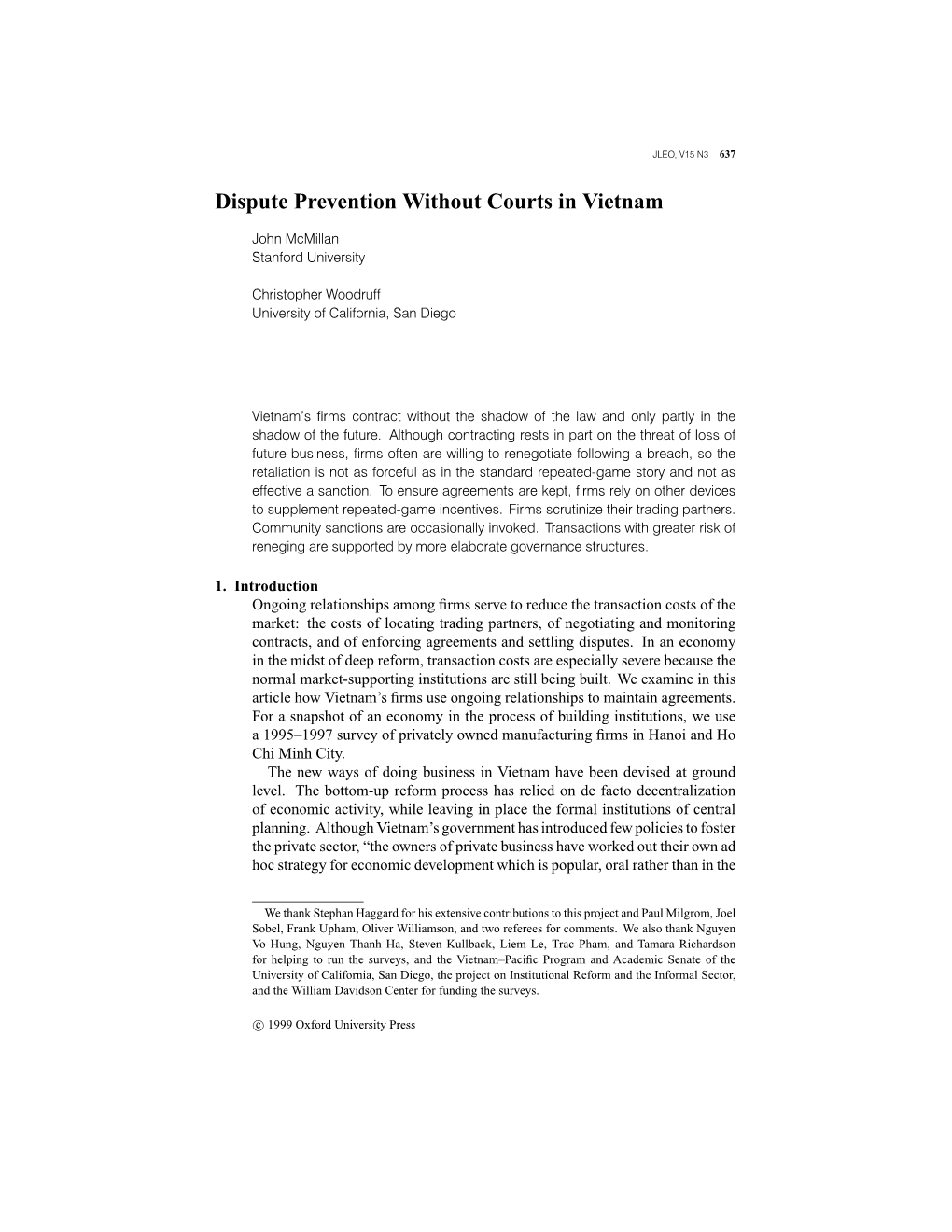 Dispute Prevention Without Courts in Vietnam