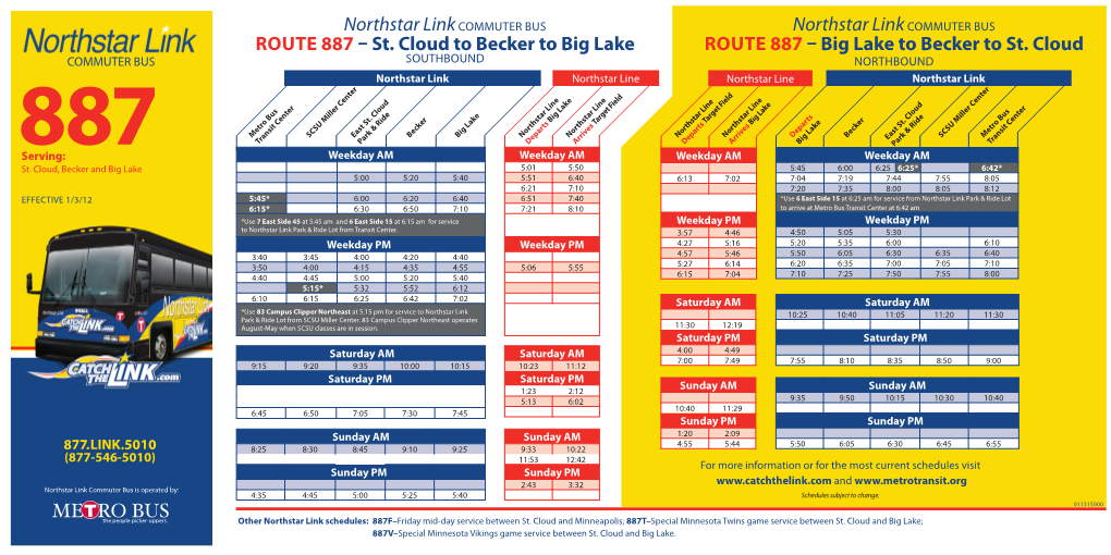 Northstar Linkcommuter BUS ROUTE 887 – Big Lake to Becker To