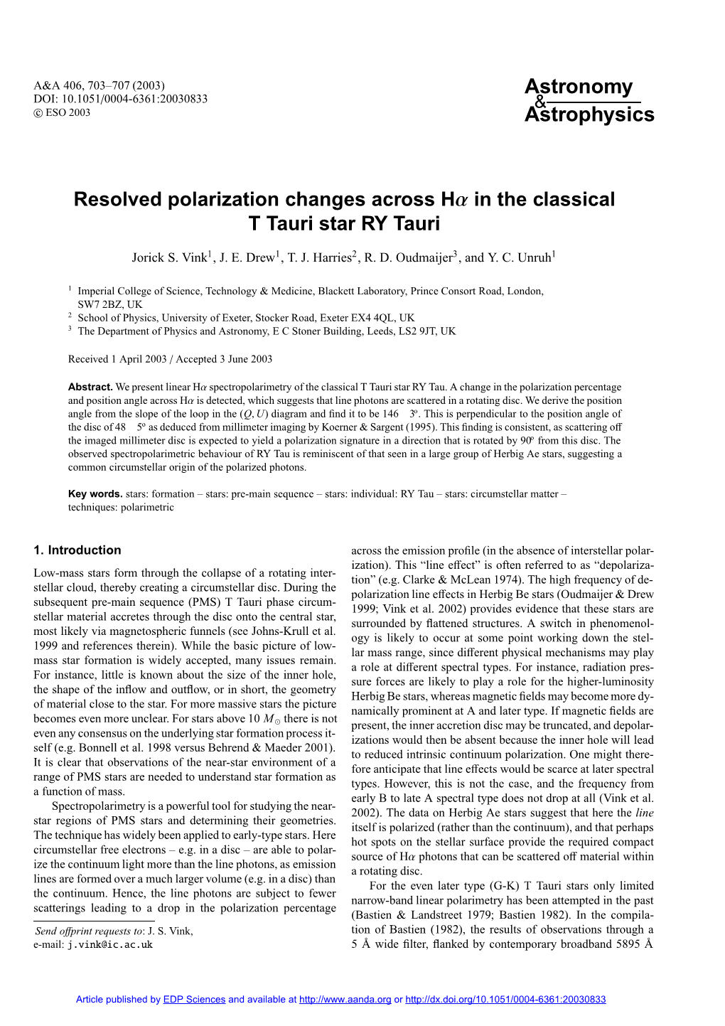 Resolved Polarization Changes Across Hα in the Classical T Tauri Star RY Tauri