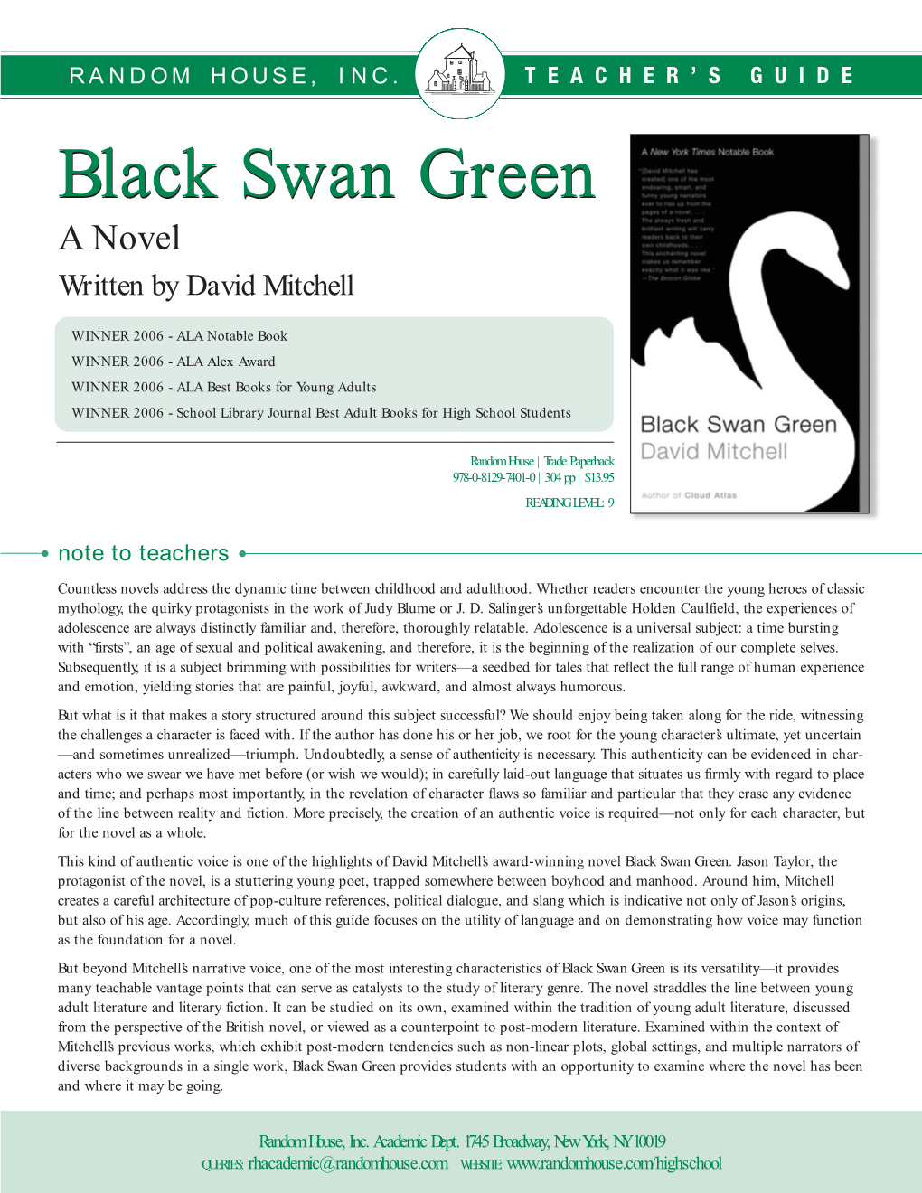 Black Swan Green Black Swan Green