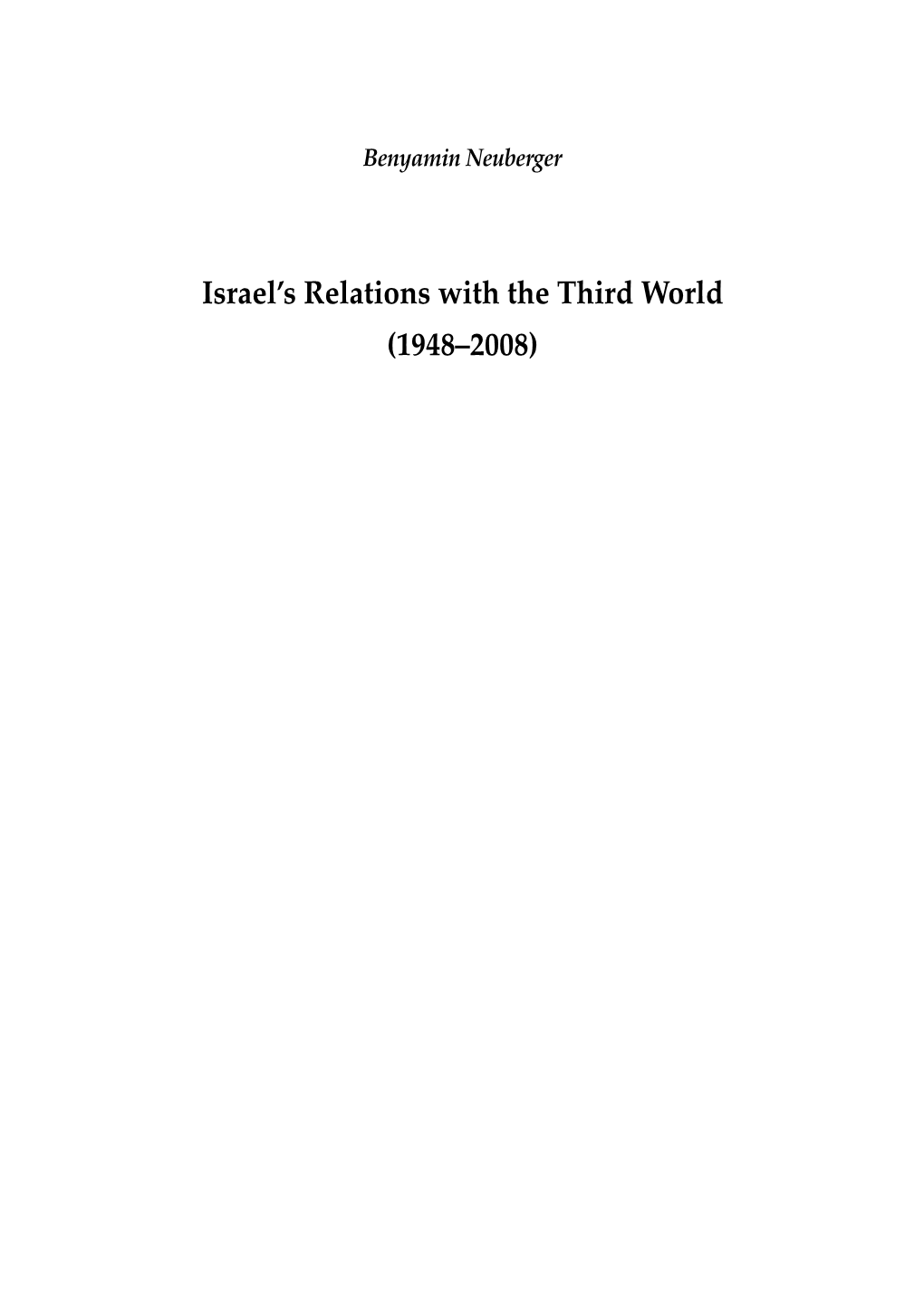 Israel's Relations with the Third World (1948–2008)