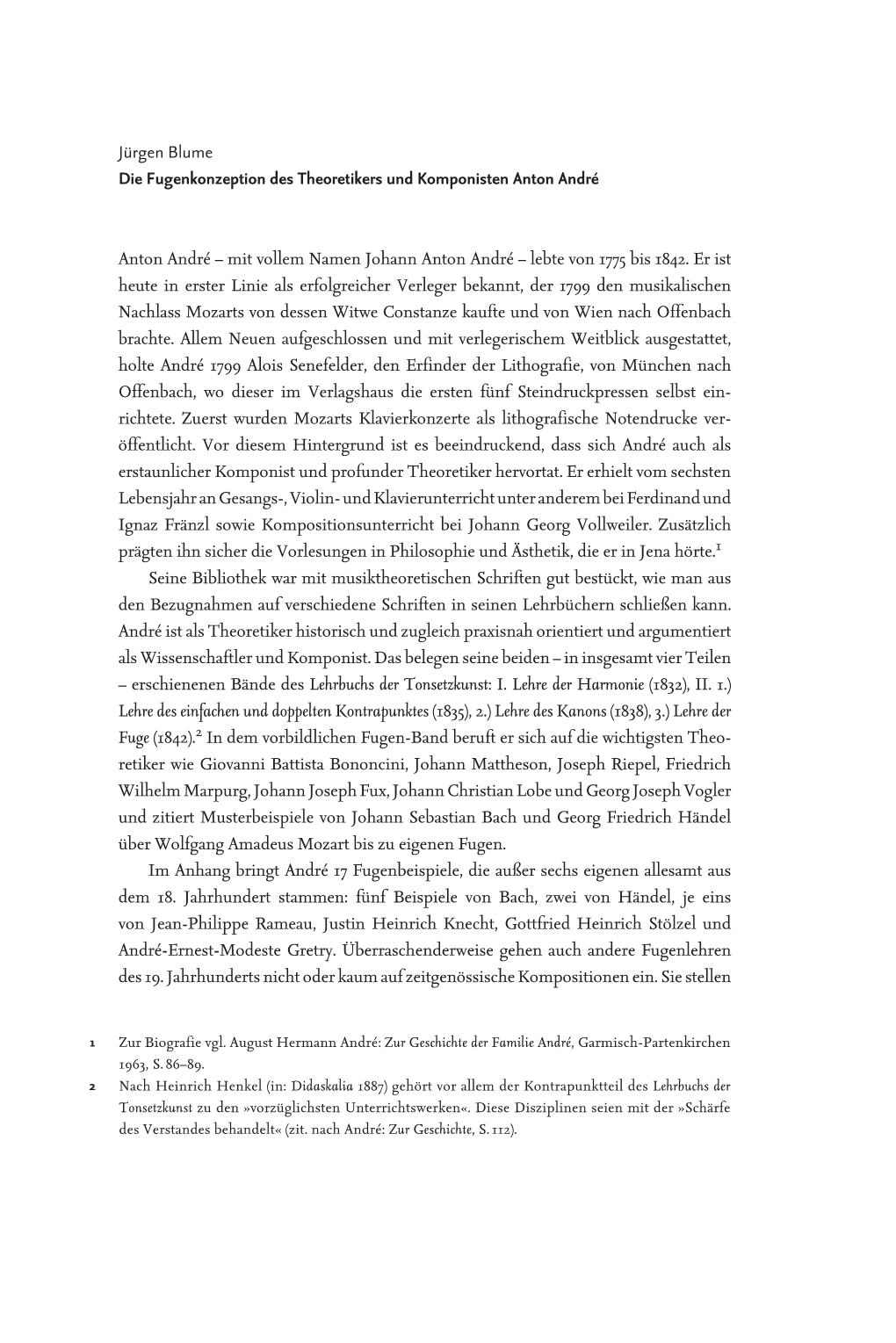 Jürgen Blume Die Fugenkonzeption Des Theoretikers Und Komponisten Anton André