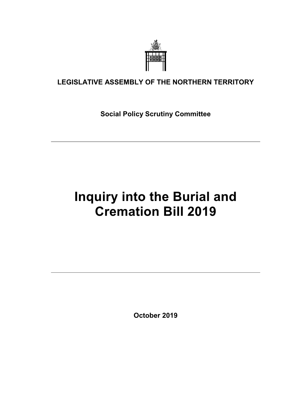 Inquiry Into the Burial and Cremation Bill 2019