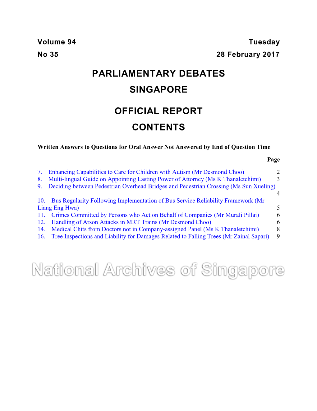 Parliamentary Debates Singapore Official Report