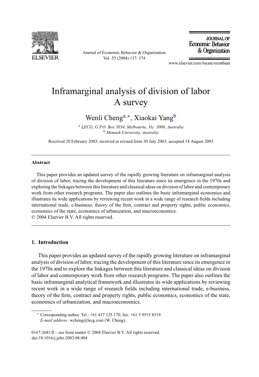 Inframarginal Analysis of Division of Labor: a Survey
