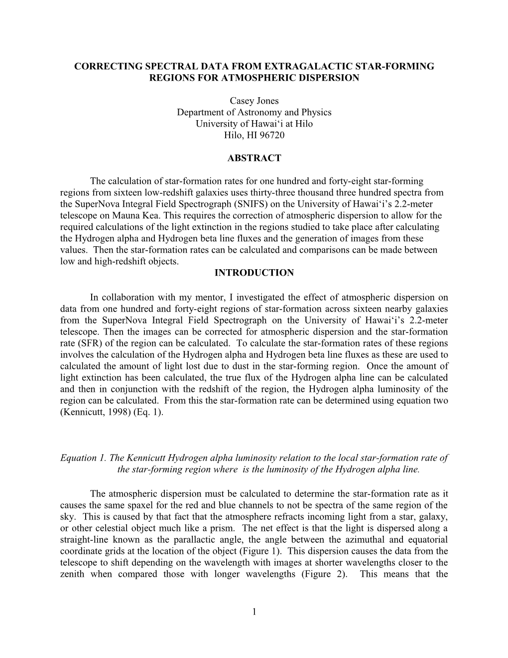 Correcting Spectral Data from Extragalactic Star-Forming Regions for Atmospheric Dispersion