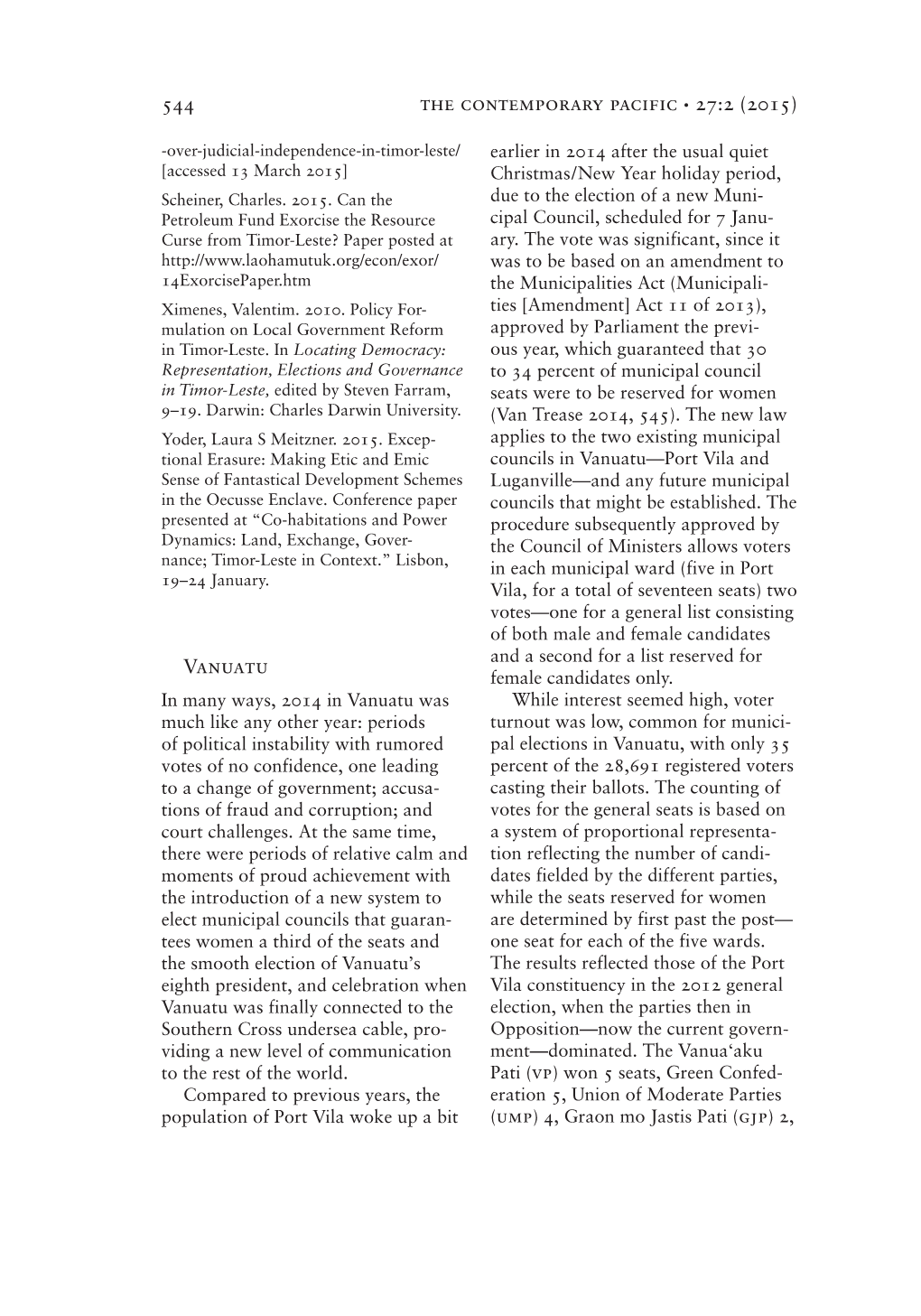 Vanuatu—Port Vila and Sense of Fantastical Development Schemes Luganville—And Any Future Municipal in the Oecusse Enclave