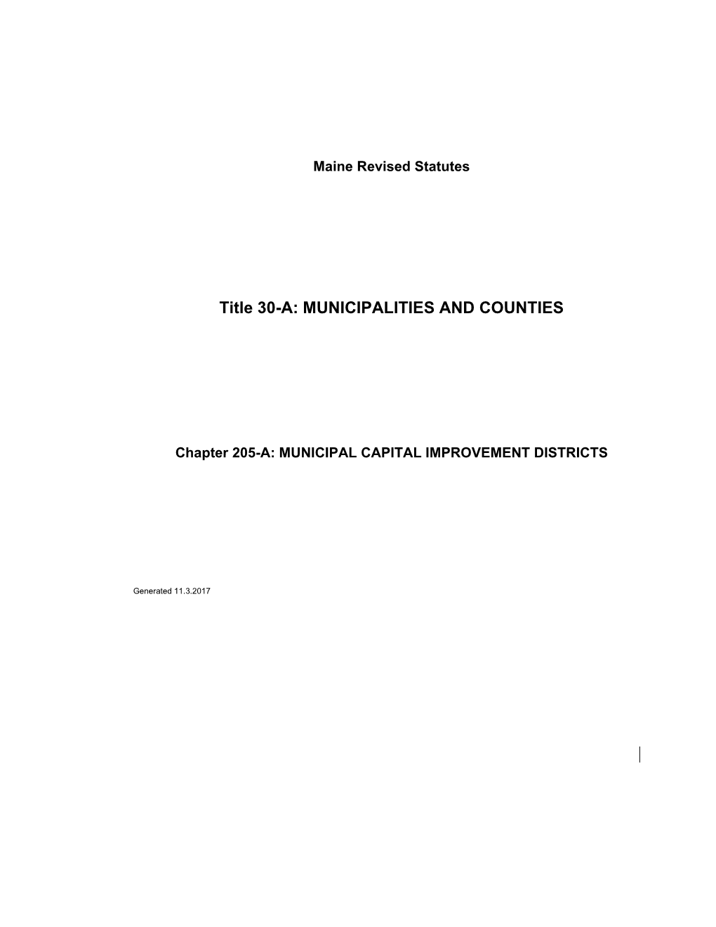 Title 30-A: MUNICIPALITIES and COUNTIES