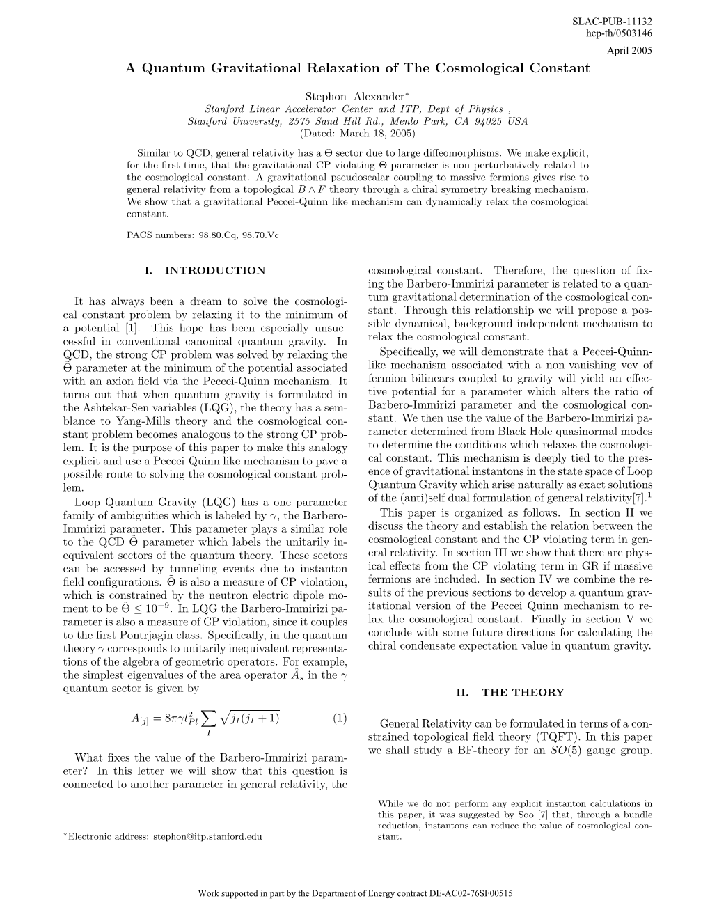 A Quantum Gravitational Relaxation of the Cosmological Constant