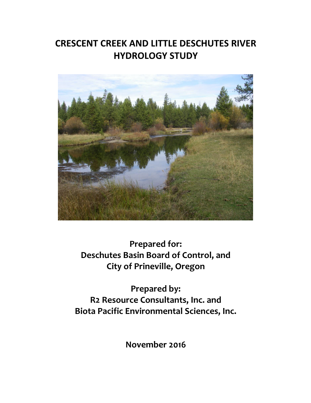 Crescent Creek and Little Deschutes River Hydrology Study