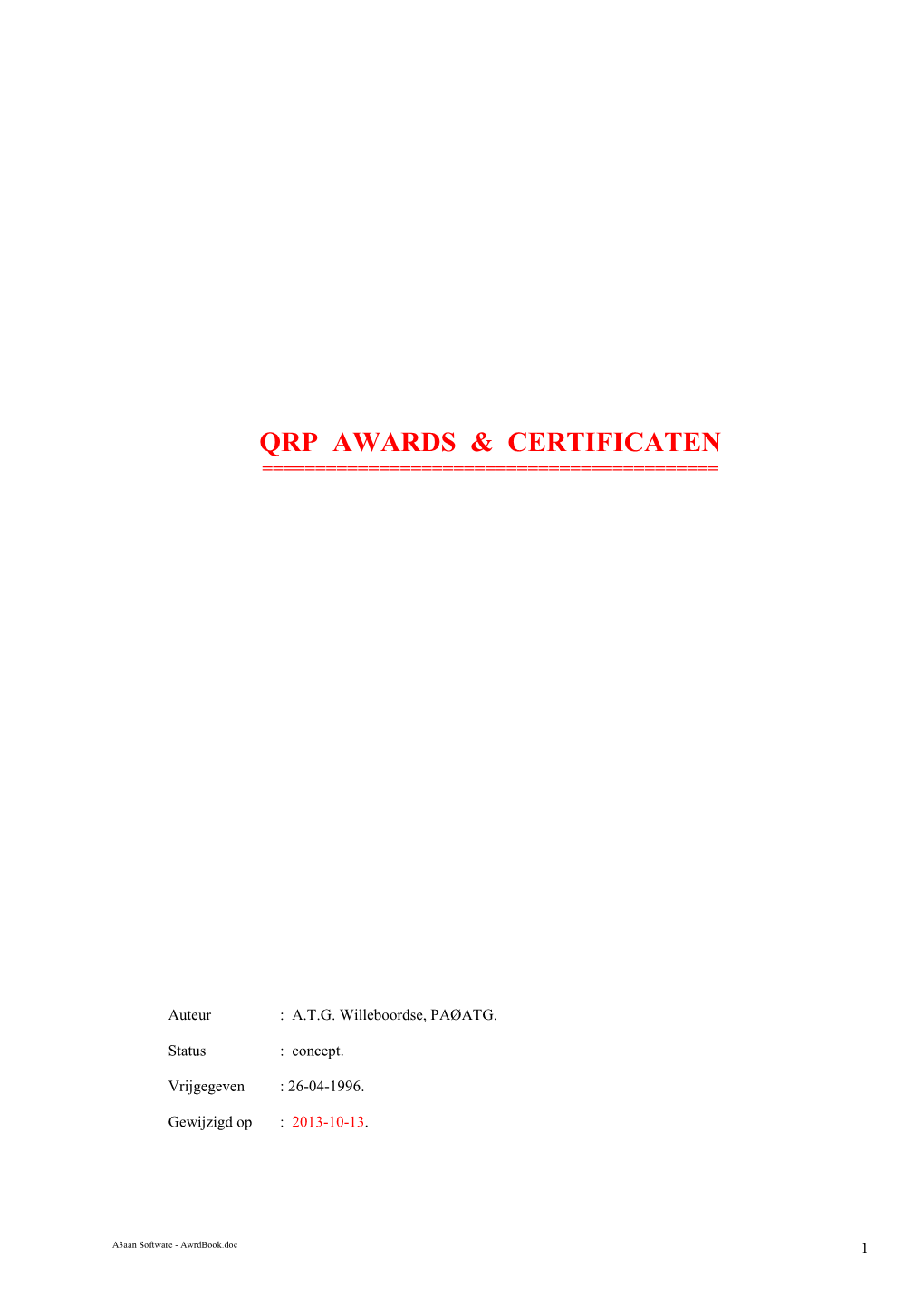 Qrp Awards & Certificaten