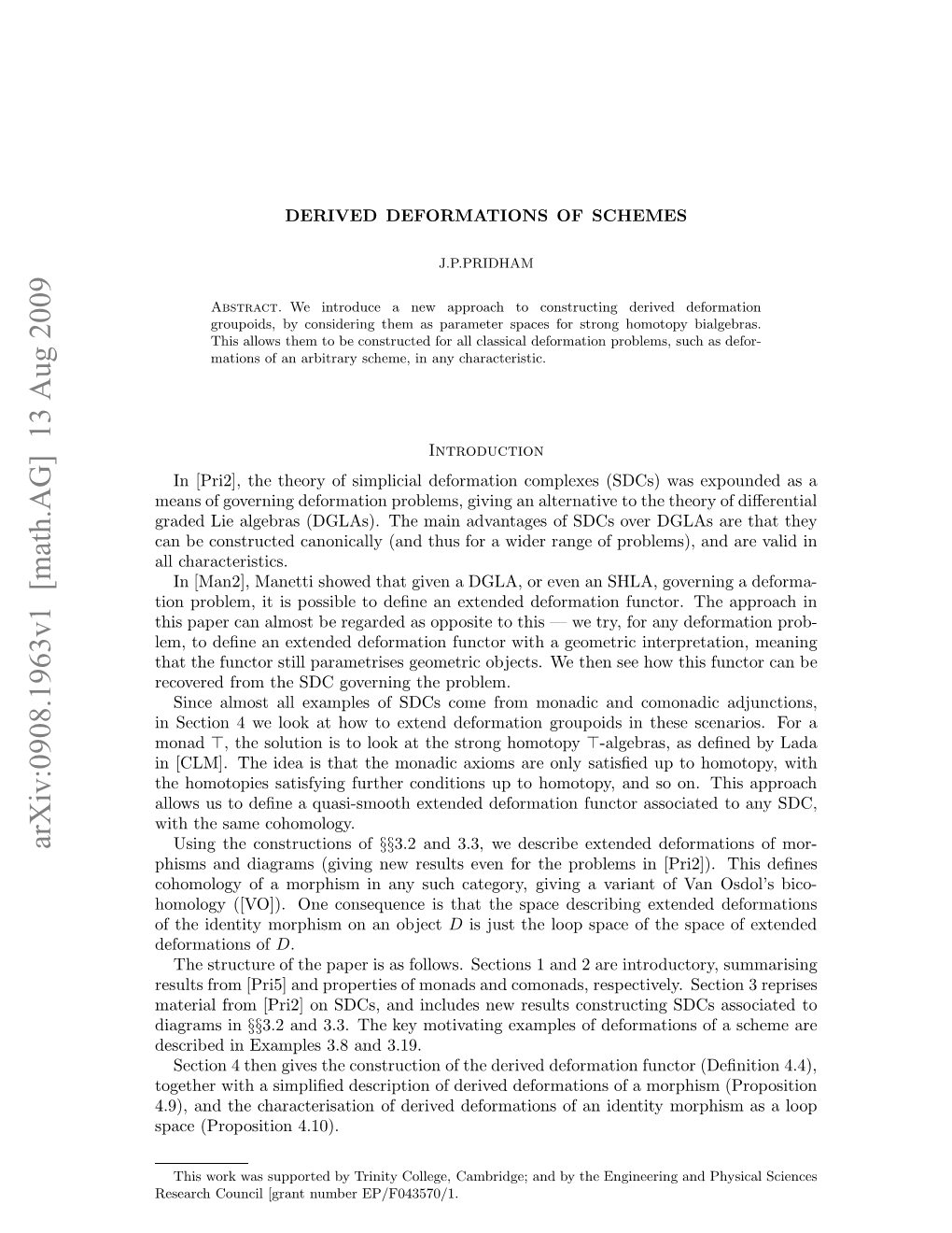 Derived Deformations of Schemes