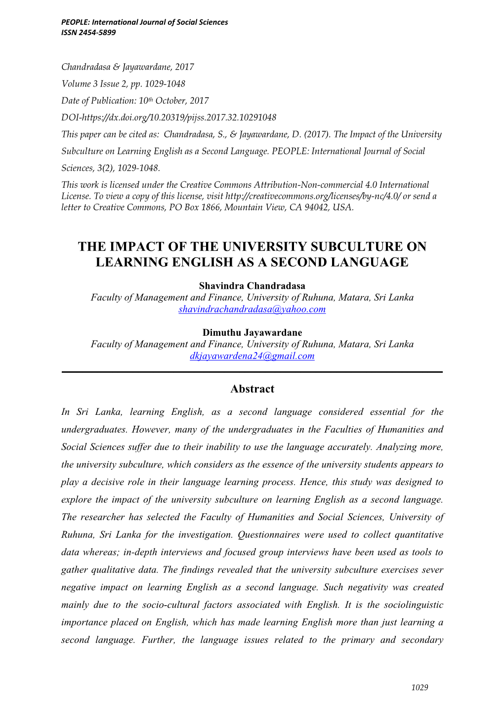 The Impact of the University Subculture on Learning English As a Second Language