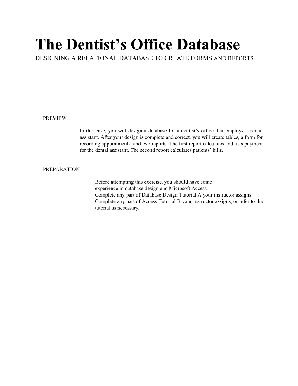 The Dentist S Office Database