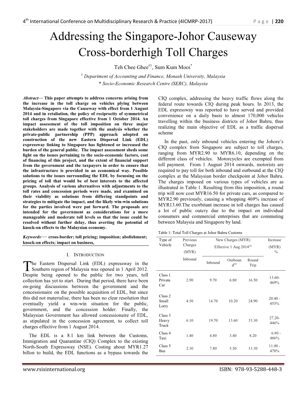 Addressing the Singapore-Johor Causewaycross-Borderhigh Toll