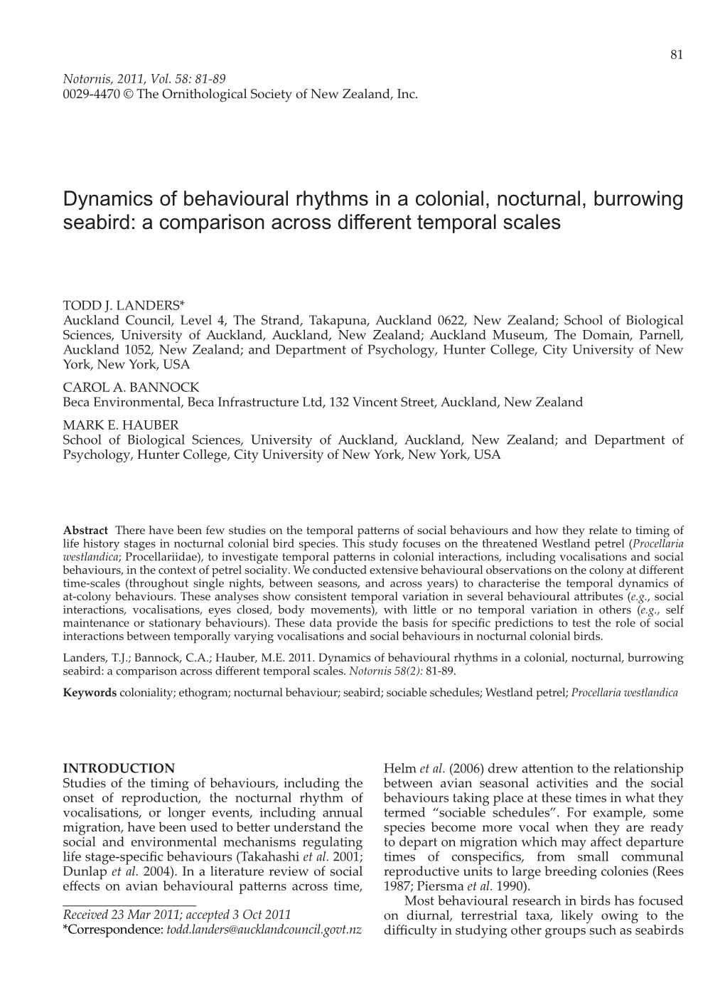 Dynamics of Behavioural Rhythms in a Colonial, Nocturnal, Burrowing Seabird: a Comparison Across Different Temporal Scales