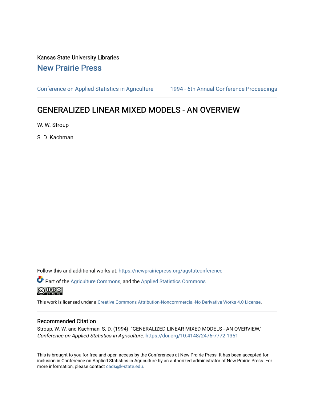 Generalized Linear Mixed Models - an Overview