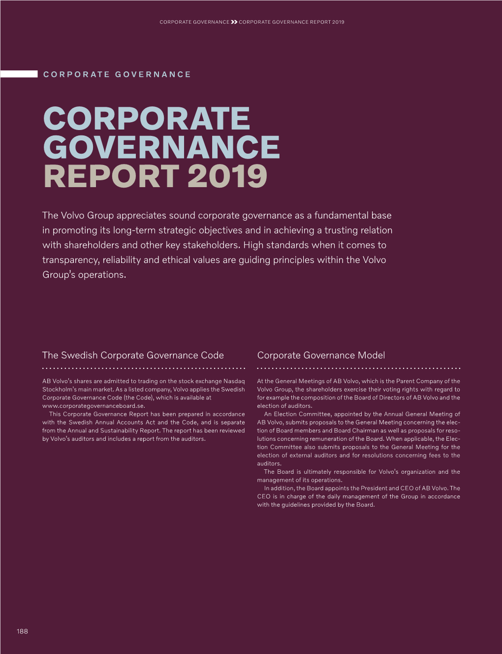 Corporate Governance Annual Report 2019