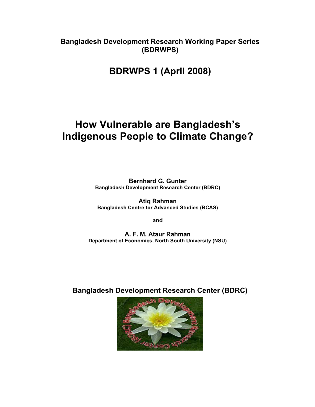 How Vulnerable Are Bangladesh's Indigenous People to Climate