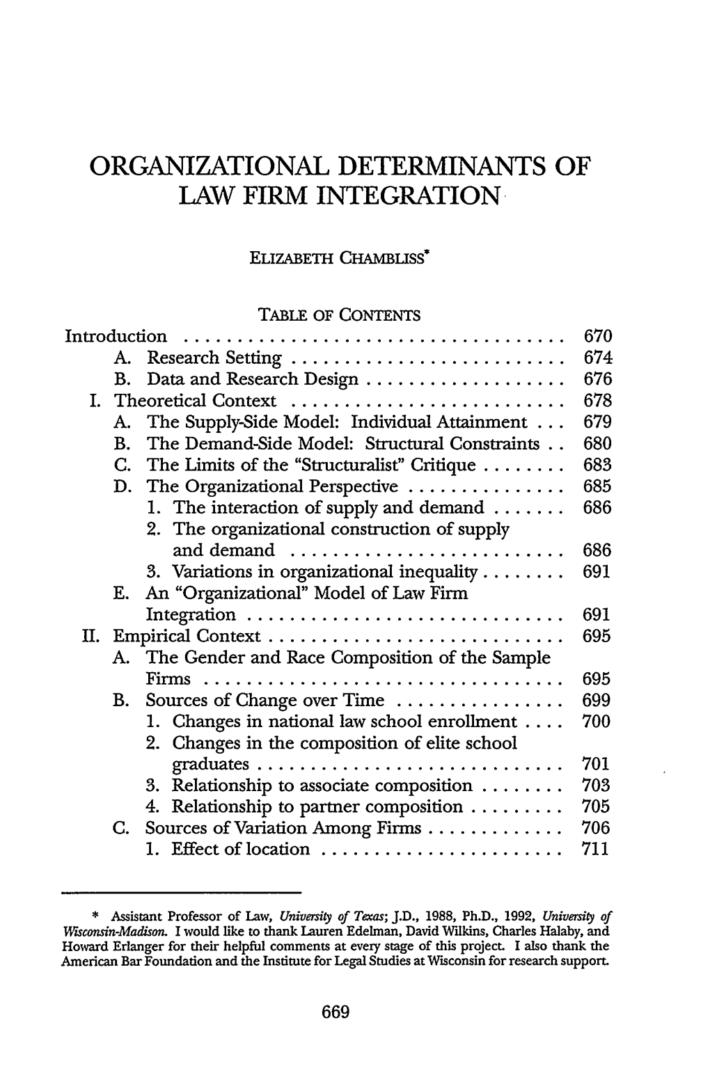 Organizational Determinants of Law Firm Integration