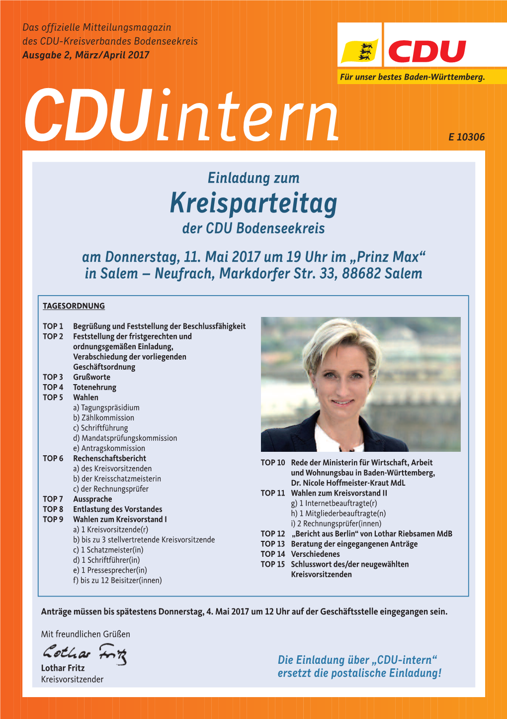 Kreisparteitag Der CDU Bodenseekreis Am Donnerstag, 11