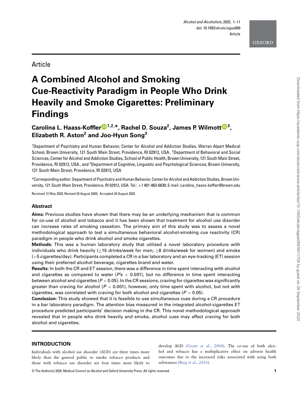 A Combined Alcohol and Smoking Cue-Reactivity Paradigm in People