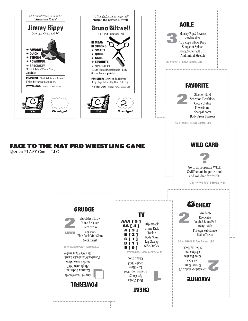 A Printable PDF of the Wrestler and Fast-Action Cards