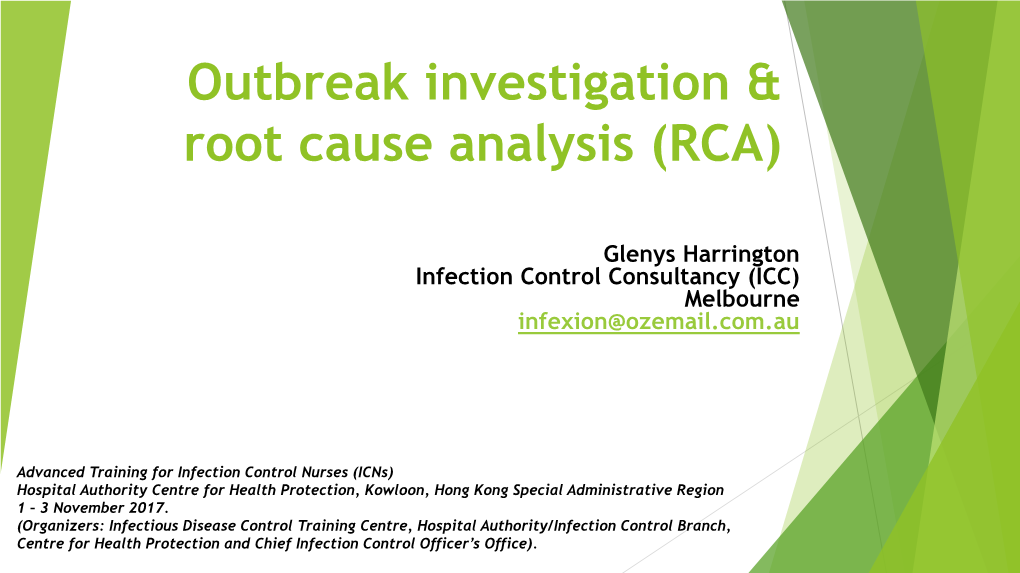 Outbreak Investigation & Root Cause Analysis (RCA)