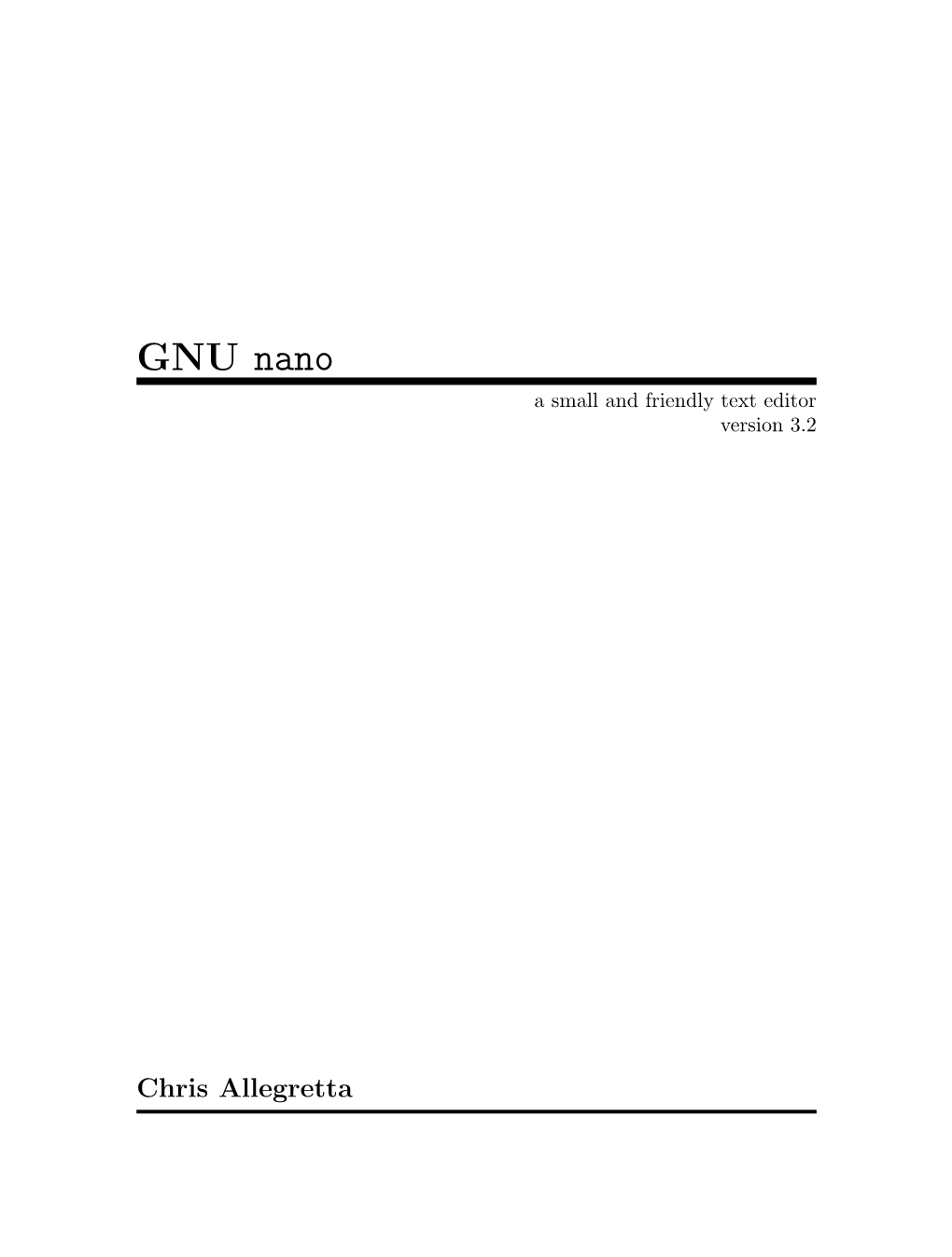 GNU Nano a Small and Friendly Text Editor Version 3.2