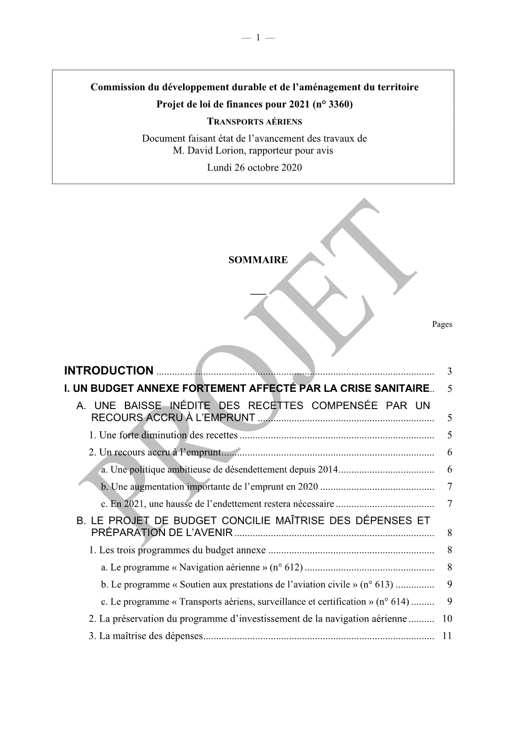 Commission Du Développement Durable Et De L'aménagement Du Territoire Projet De Loi De Finances Pour 2021 (N° 3360) Documen