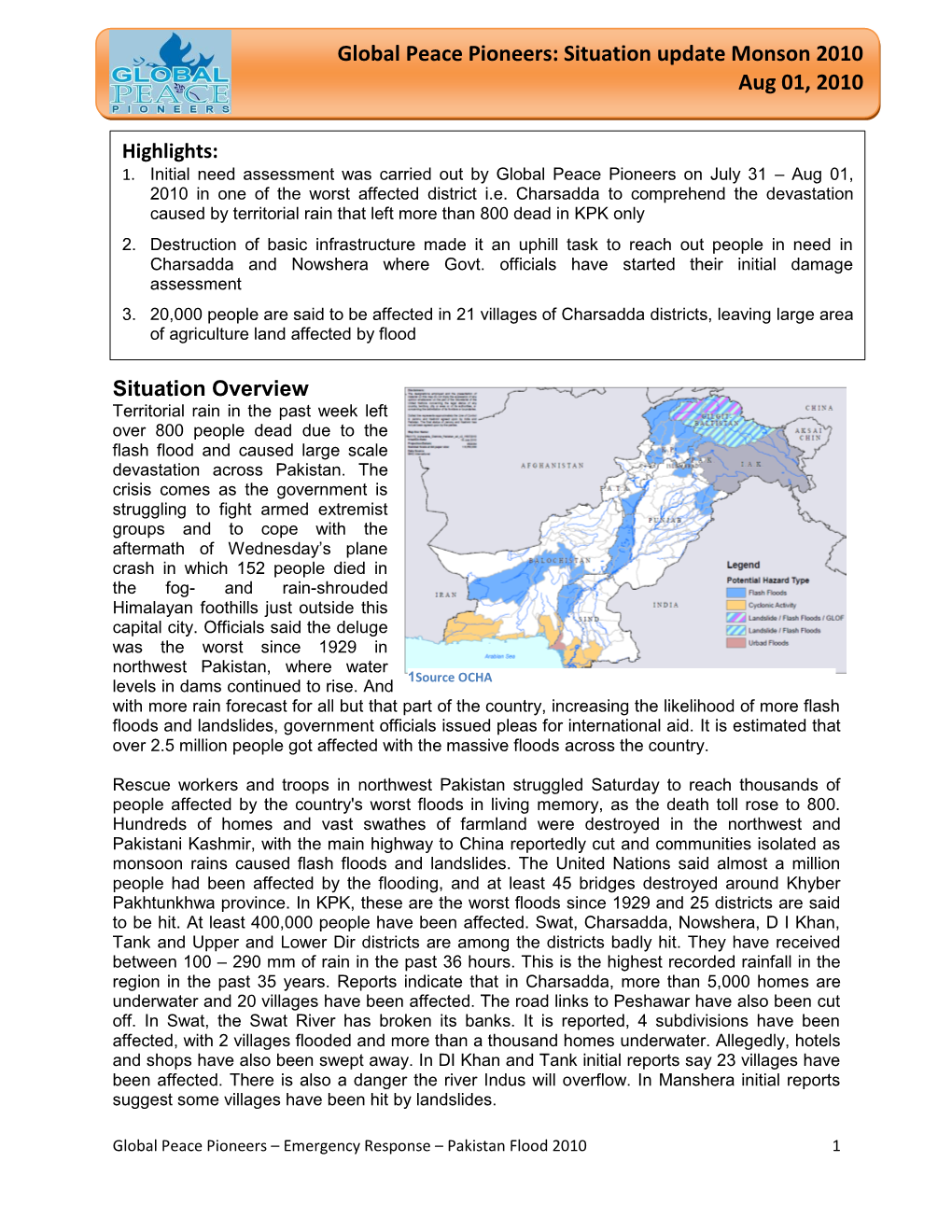 Charsadda Flood Assessment Report (Aug 01, 2010)
